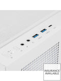 Desktop gaming PC front I/O panel with USB ports and power buttons