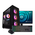 Gaming desktop bundle: RGB tower, 24.5in monitor, keyboard and wired mouse