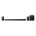 Black soundbar with two small cube surround speakers