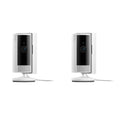 White indoor security camera pair with tabletop stand