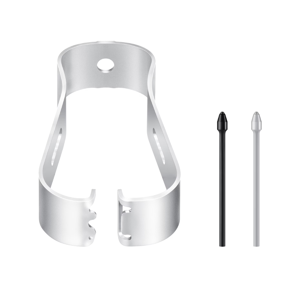 S25 Ultra S Pen set with holder and two stylus tips: black and light gray