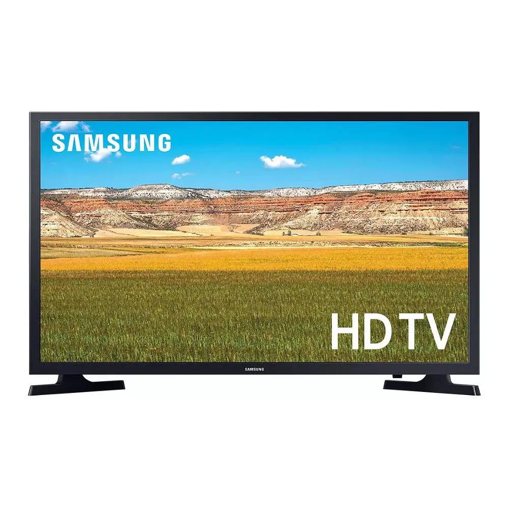 SAMSUNG 32-inch HDR smart TV with 'HDTV' screen and flat black bezel