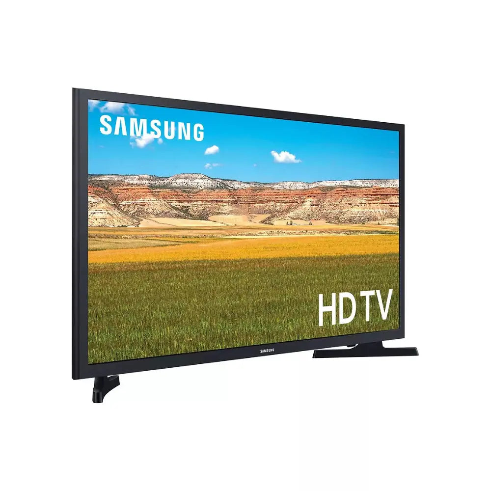 SAMSUNG 32-inch HDR smart TV front view with 'HDTV' on screen
