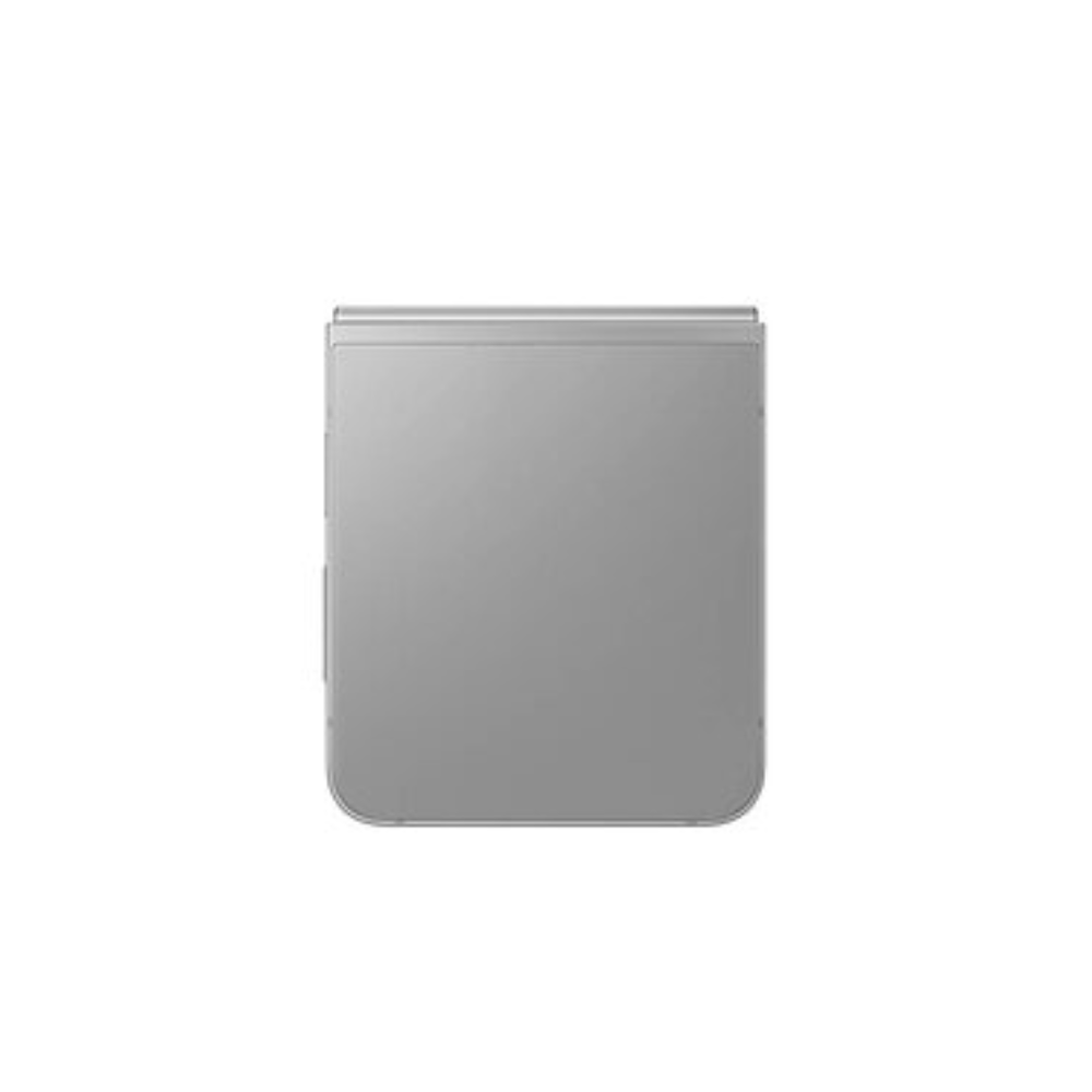 Silver foldable smartphone back, closed