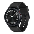 Black Samsung Galaxy Watch6 Classic 43 mm with black leather-look strap, round dial