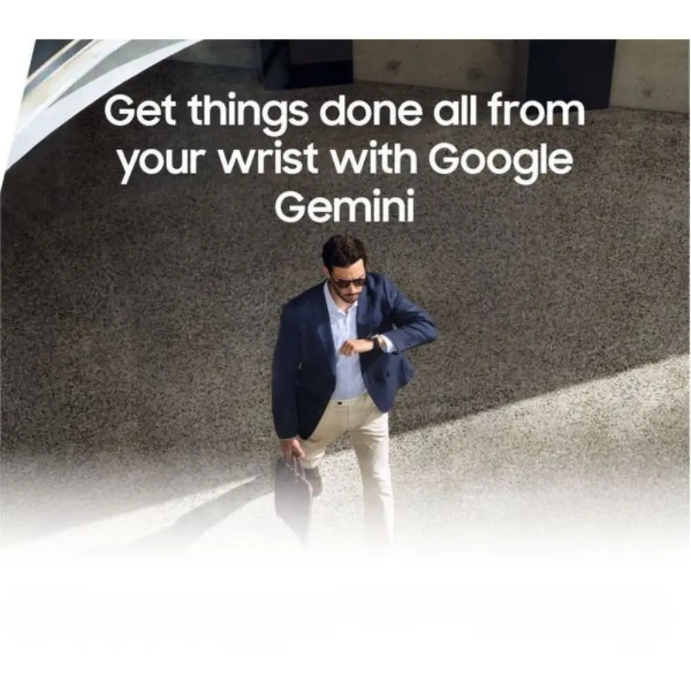 Smart watch on wrist with round display and dark silicone band