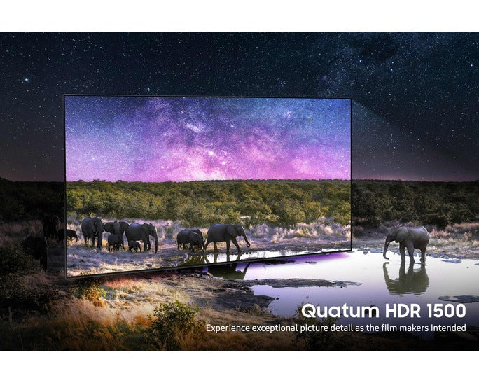65-inch Samsung 4K smart TV showing a vivid landscape on Neo QLED display
