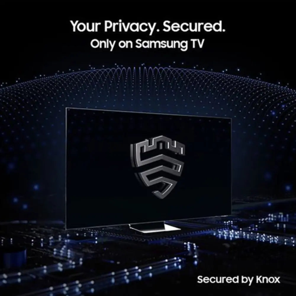 OLED smart TV privacy screen with Knox security shield icon