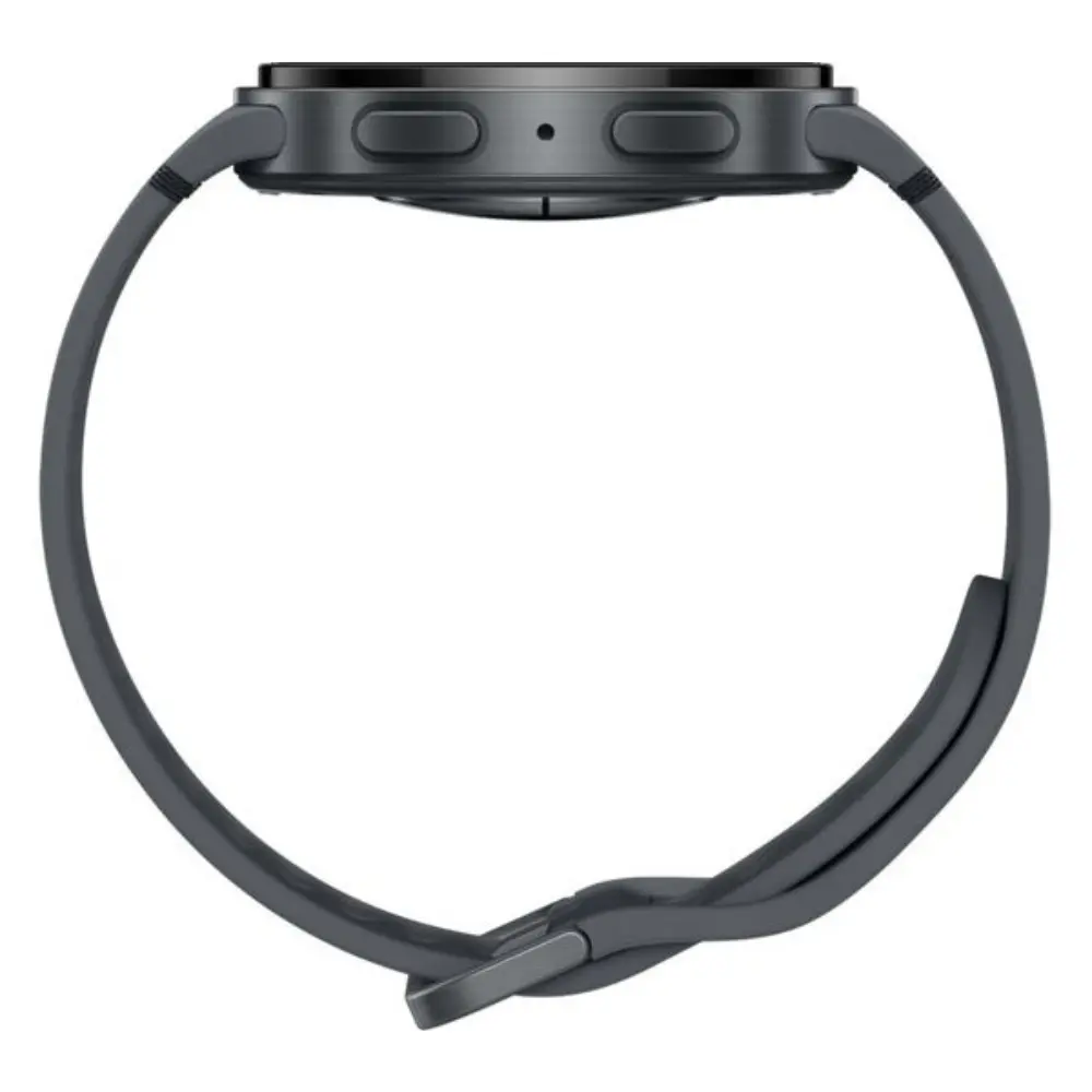 Graphite smartwatch underside view showing strap and back casing details