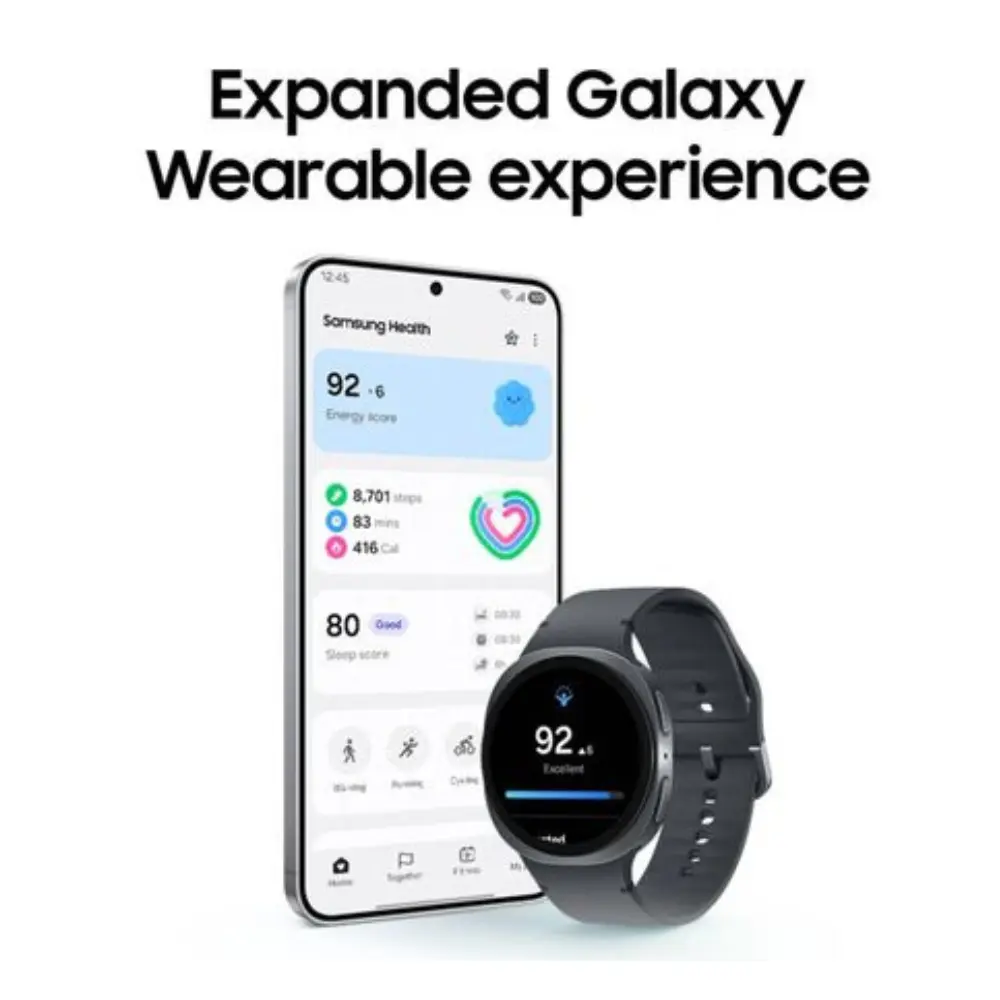 Graphite 40 mm smartwatch with black face and dark silicone strap