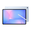 SAMSUNG Galaxy Tab tablet with blue display and white stylus, front view