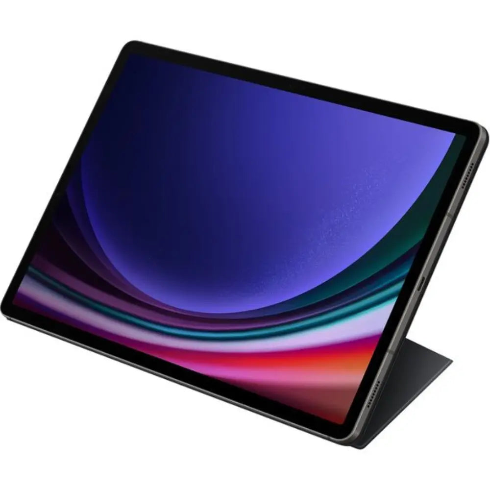 Samsung smart book cover for Tab S9+, angled folio stand with tablet display