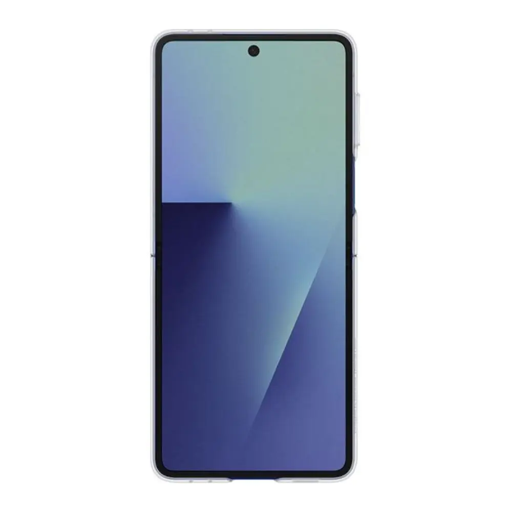 Clear foldable phone case, front opening with top speaker/camera cutout