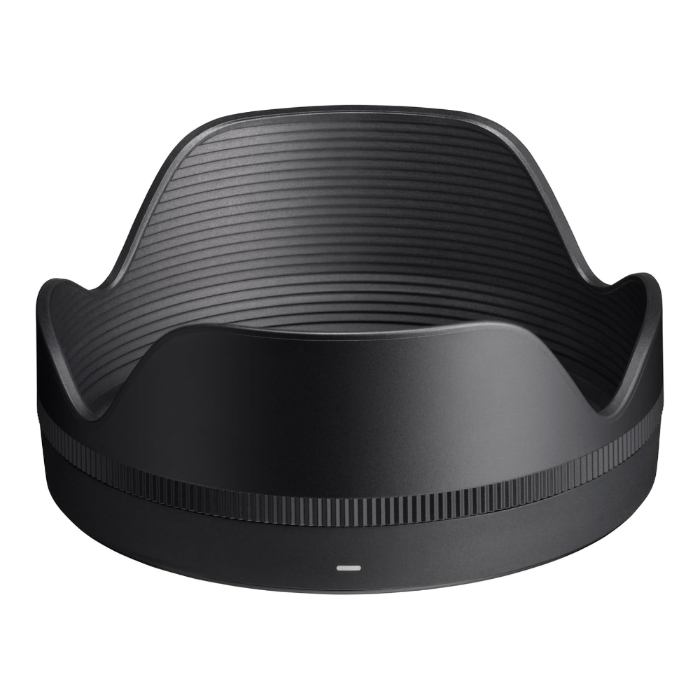 Black Sigma 16-300mm camera lens hood, ridged hood detail