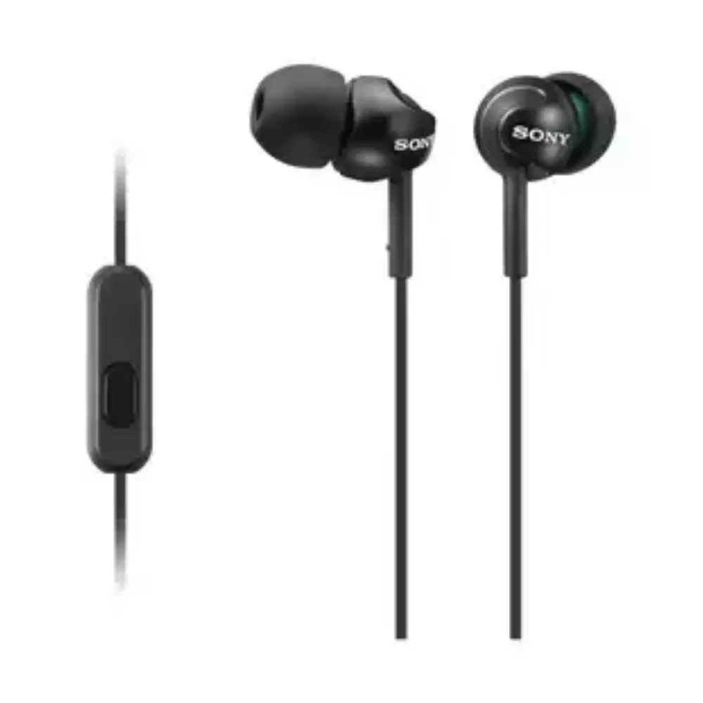 Black in-ear earphones with wired inline remote, SONY MDR-EX110AP