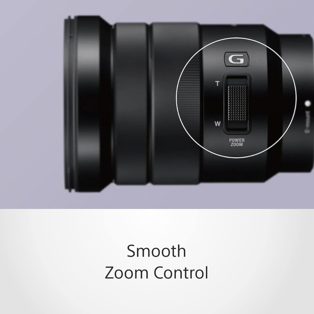 Black lens front control with G marking and T/W zoom switch area