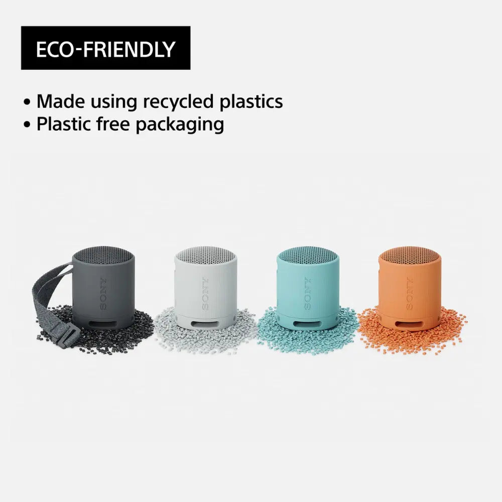 Wireless Bluetooth speakers in multiple colors, including orange, set on display