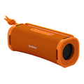 Orange wireless portable speaker with strap loop and front grille, SONY logo