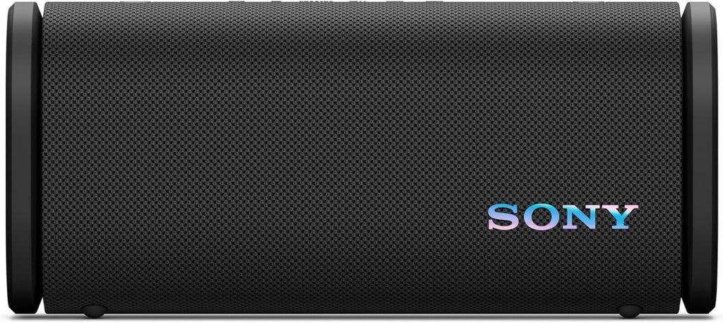Black wireless portable speaker rear with SONY logo and rubber end feet