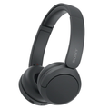 Black over-ear wireless Bluetooth headphones with folded earcups