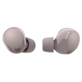 Smokey pink wireless earbuds with in-ear tips, shown at front angle