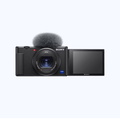 Compact Sony vlog digital camera with built-in microphone and rear LCD screen