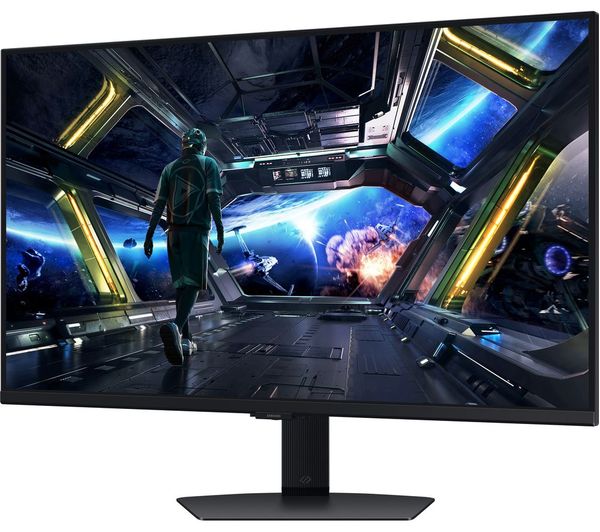 32-inch gaming monitor front view with black stand and vivid game screen