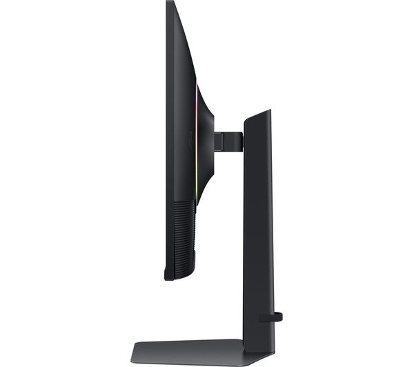 32-inch gaming monitor side profile with flat base and slim back housing