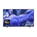 75-inch Samsung QLED 4K TV with blue abstract screen display and stand
