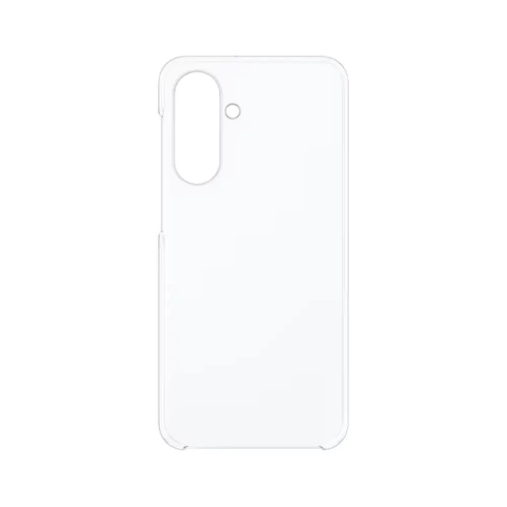 Samsung Galaxy A17 clear phone case, white-tinted transparent back with port cutouts