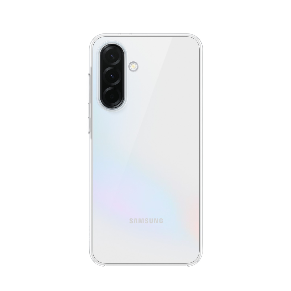 Samsung clear Galaxy A36 phone case, transparent back with camera cutout and raised edges