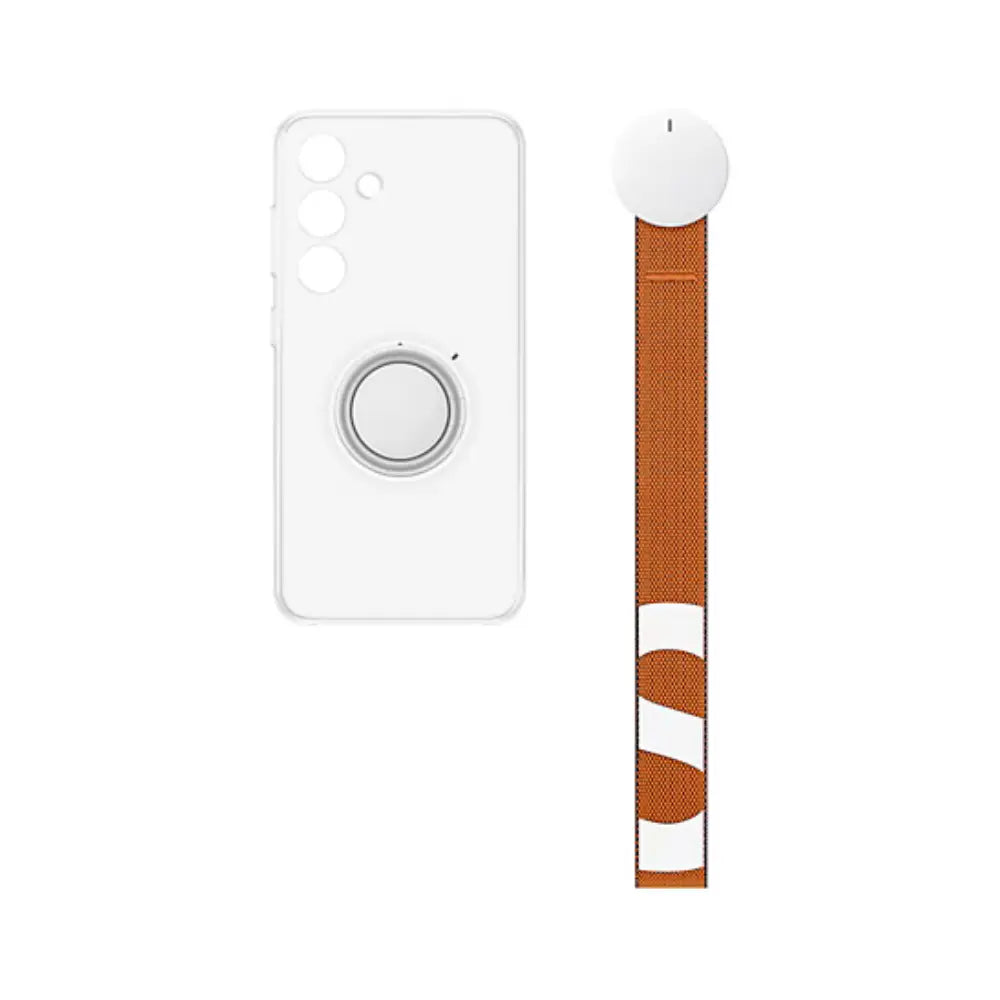 Samsung Galaxy S24 clear phone case with circular ring holder and camera cutouts