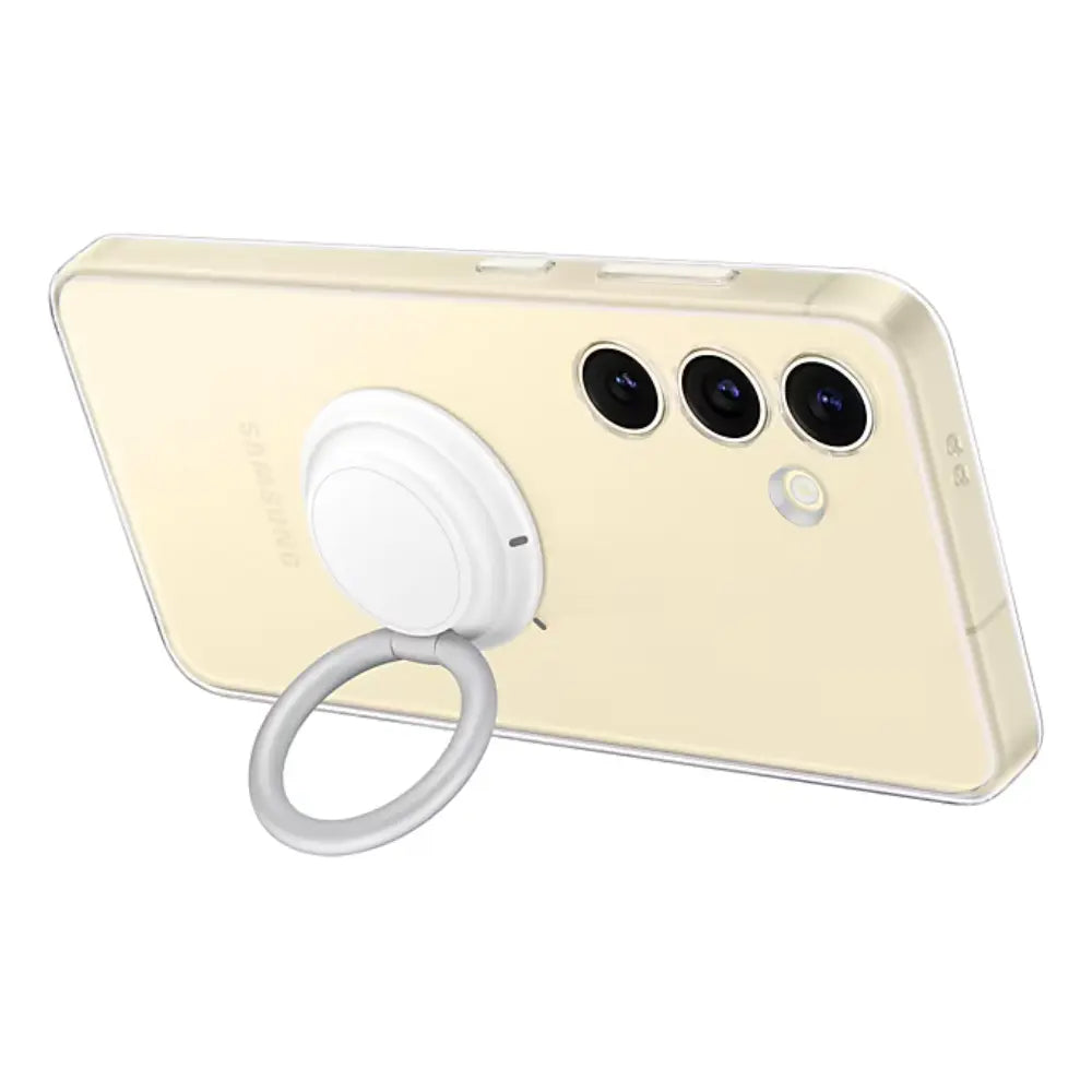 Samsung Galaxy S24 phone case with circular ring stand and triple rear camera cutouts