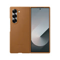 Samsung faux leather phone case for Z Fold6, brown, back with triple camera cutout