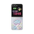 Flip phone case for Galaxy Z Flip6 with neon day-and-time graphic on both halves
