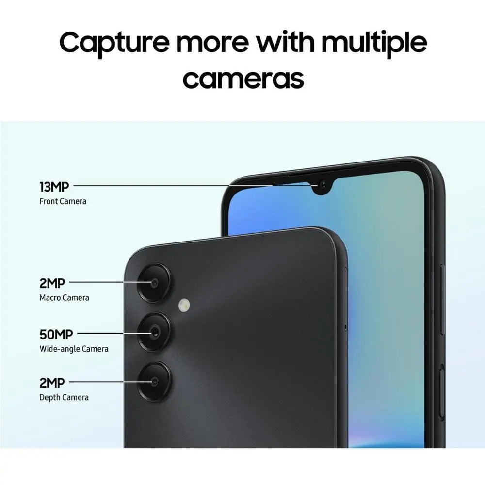 Galaxy A05s phone with multiple-camera layout, close view of rear cameras