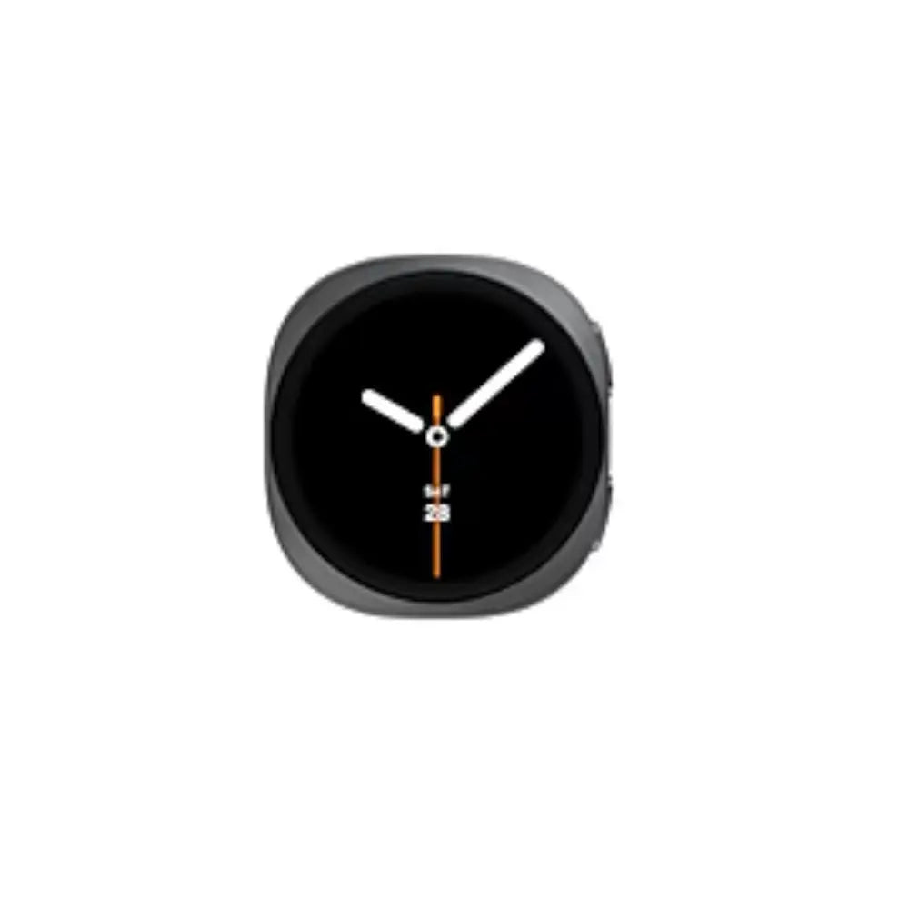 Samsung Galaxy Watch8 smartwatch, black round face with orange hour markers