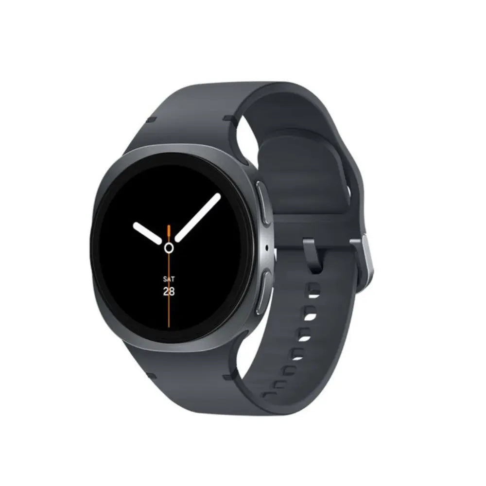 Samsung Galaxy Watch8 smartwatch with black silicone strap, round display