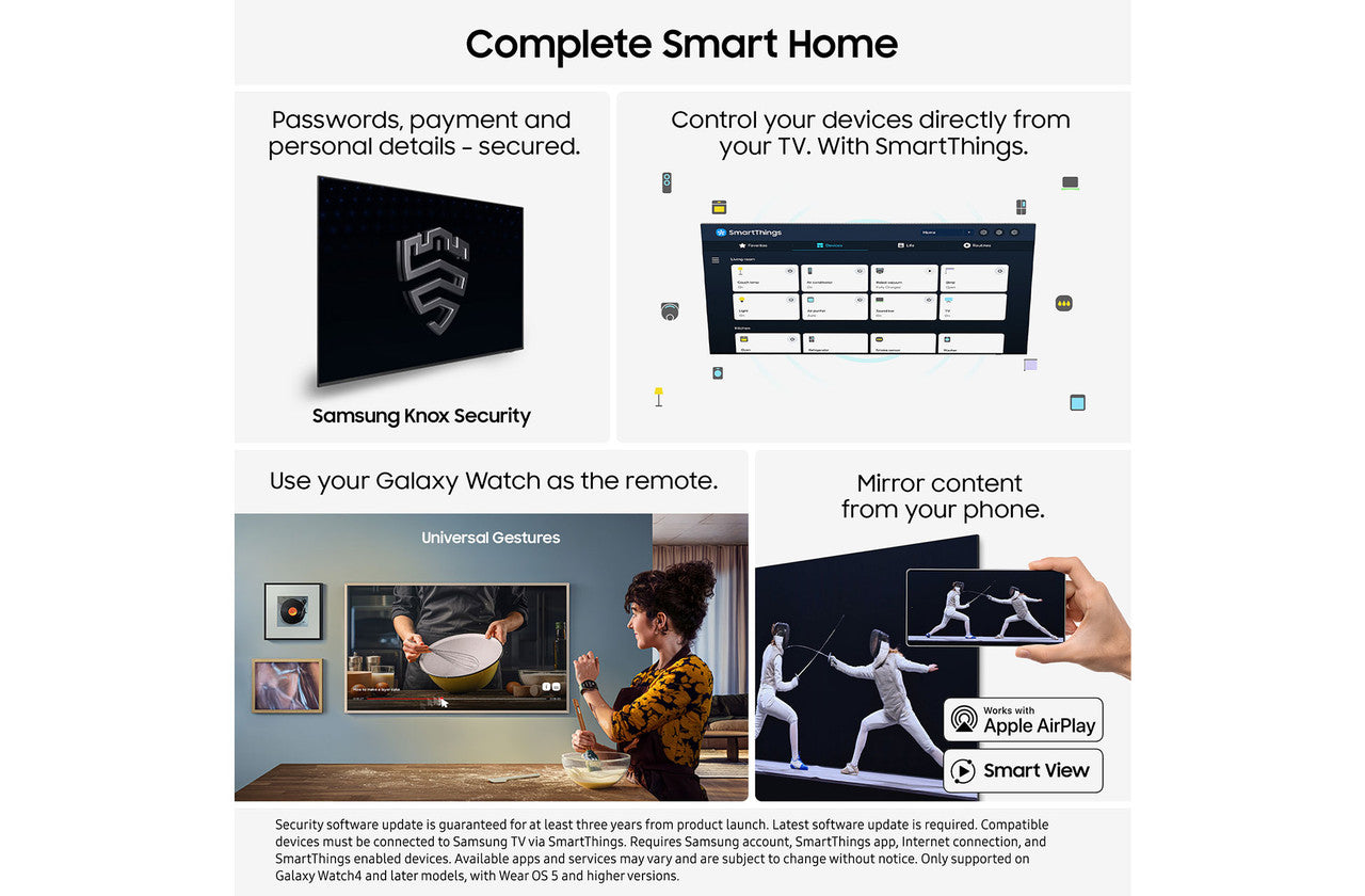 Samsung OLED 4K smart TV displaying a smart home control interface
