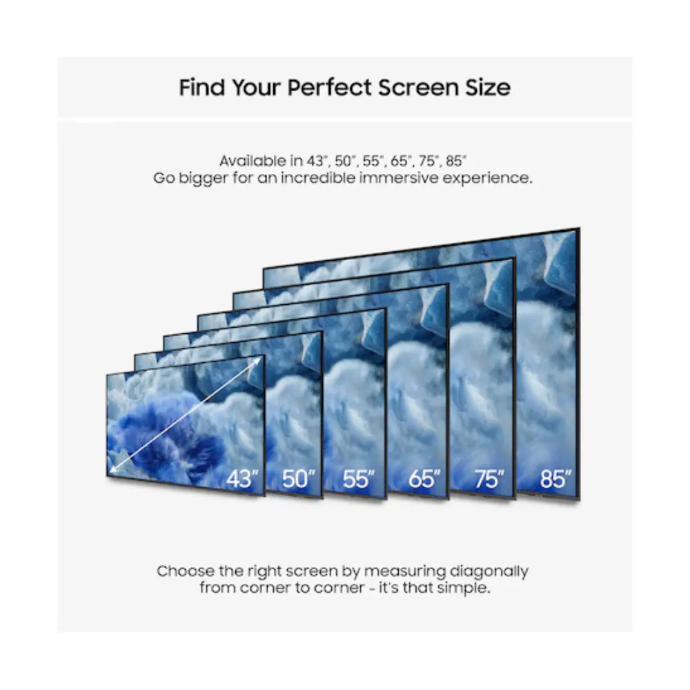 Samsung QLED 4K TV lineup showing multiple screen sizes