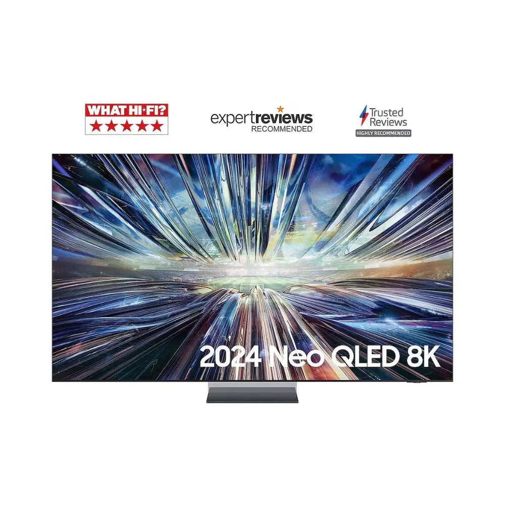 Samsung Neo QLED 8K TV front view with vibrant abstract display