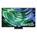 83-inch OLED 4K TV with green-blue swirling display on screen