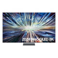 Samsung Neo QLED 8K TV front view with abstract blue light rays
