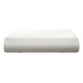 White Samsung Premiere 4K triple laser projector, front-right view with top gray grille.