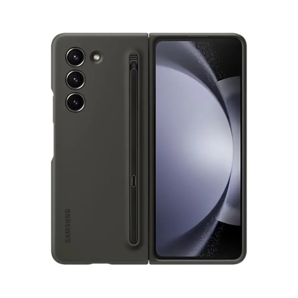 Graphite phone case with stylus slot; phone front and back visible