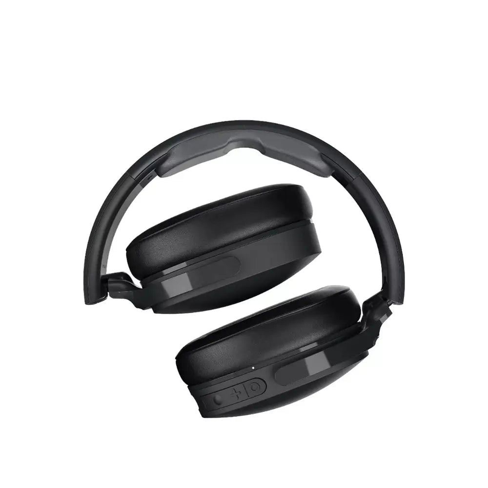Black over-ear headphones with padded headband and ear cushions