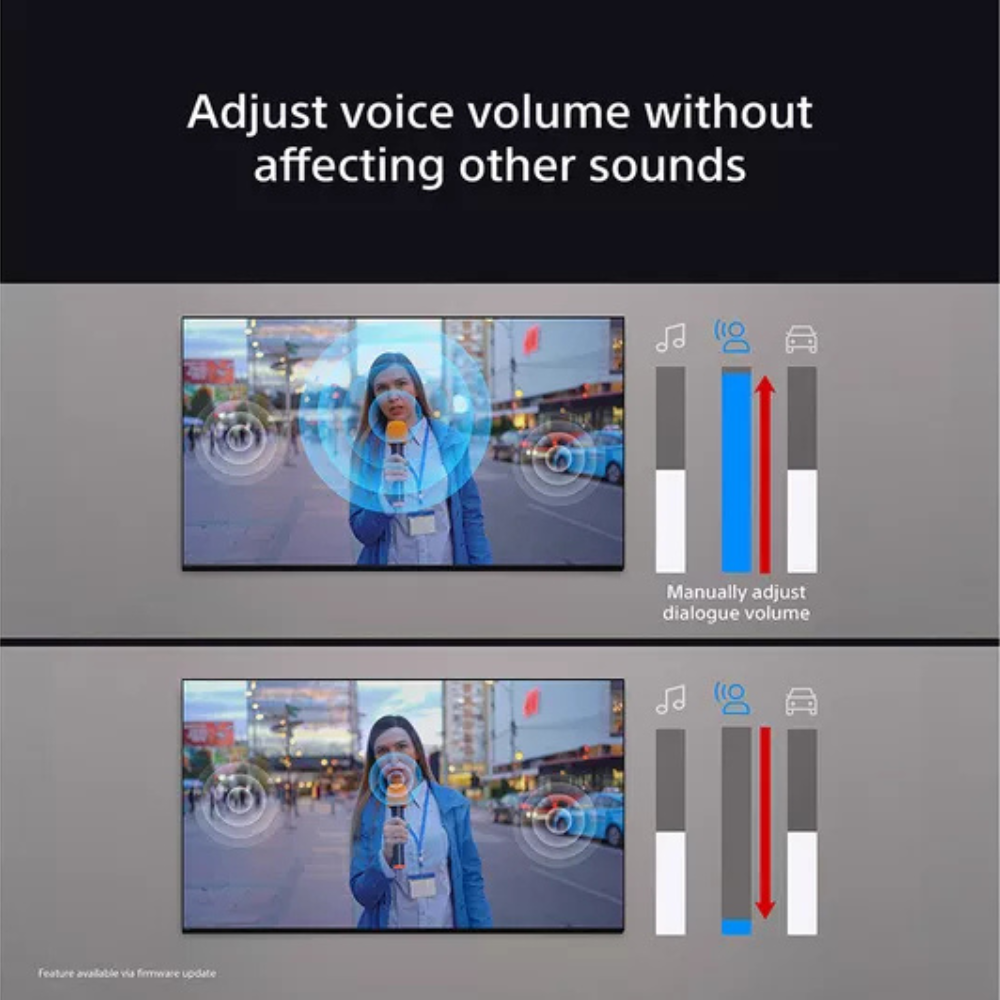Sony Bravia 8 OLED 4K TV with voice volume adjustment controls on-screen