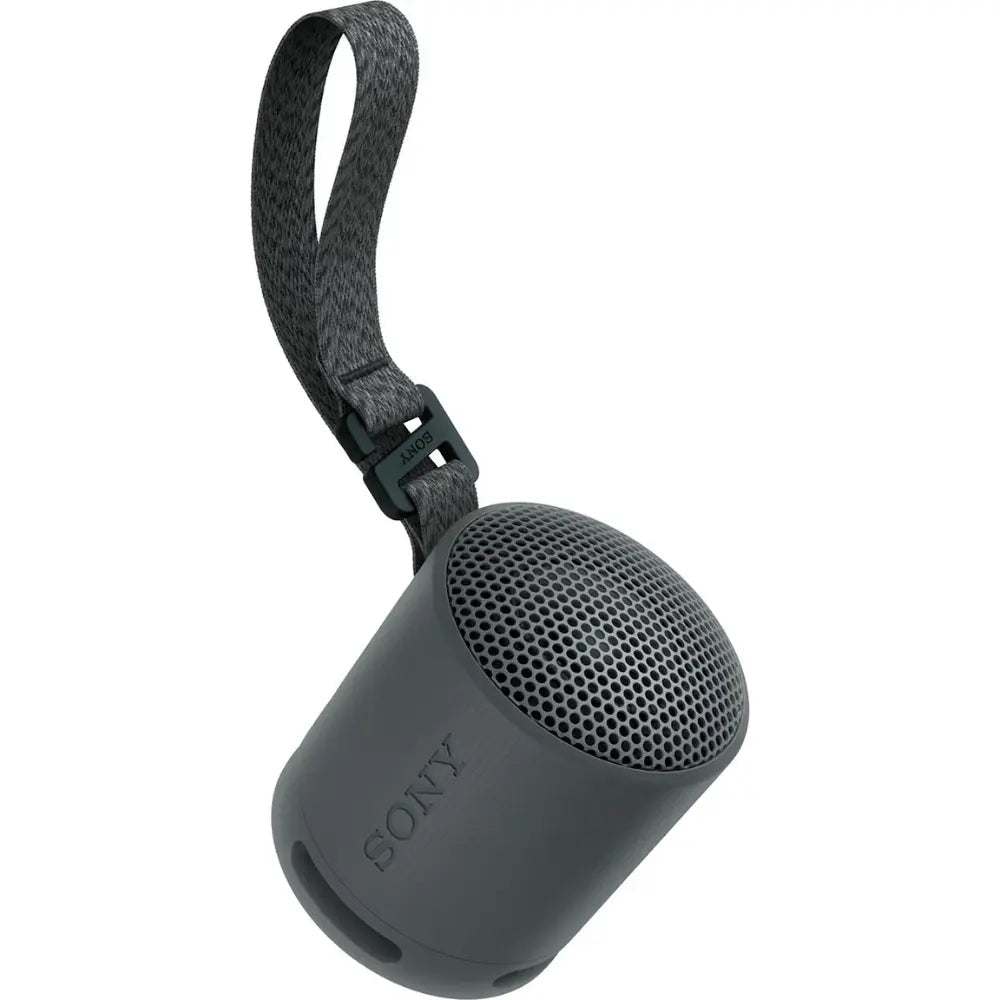Sony SRS-XB100 portable Bluetooth speaker, dark gray with carry strap
