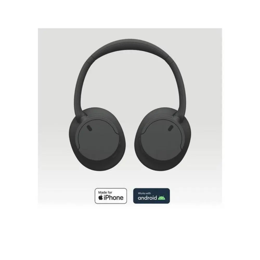 Wireless noise-cancelling over-ear Bluetooth headphones, black, front view