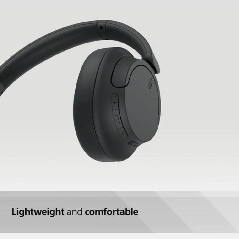 Wireless noise-cancelling over-ear Bluetooth headphones, black, close-up side view